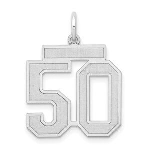 14k White Gold, Jersey Collection, Medium Number 50 Pendant